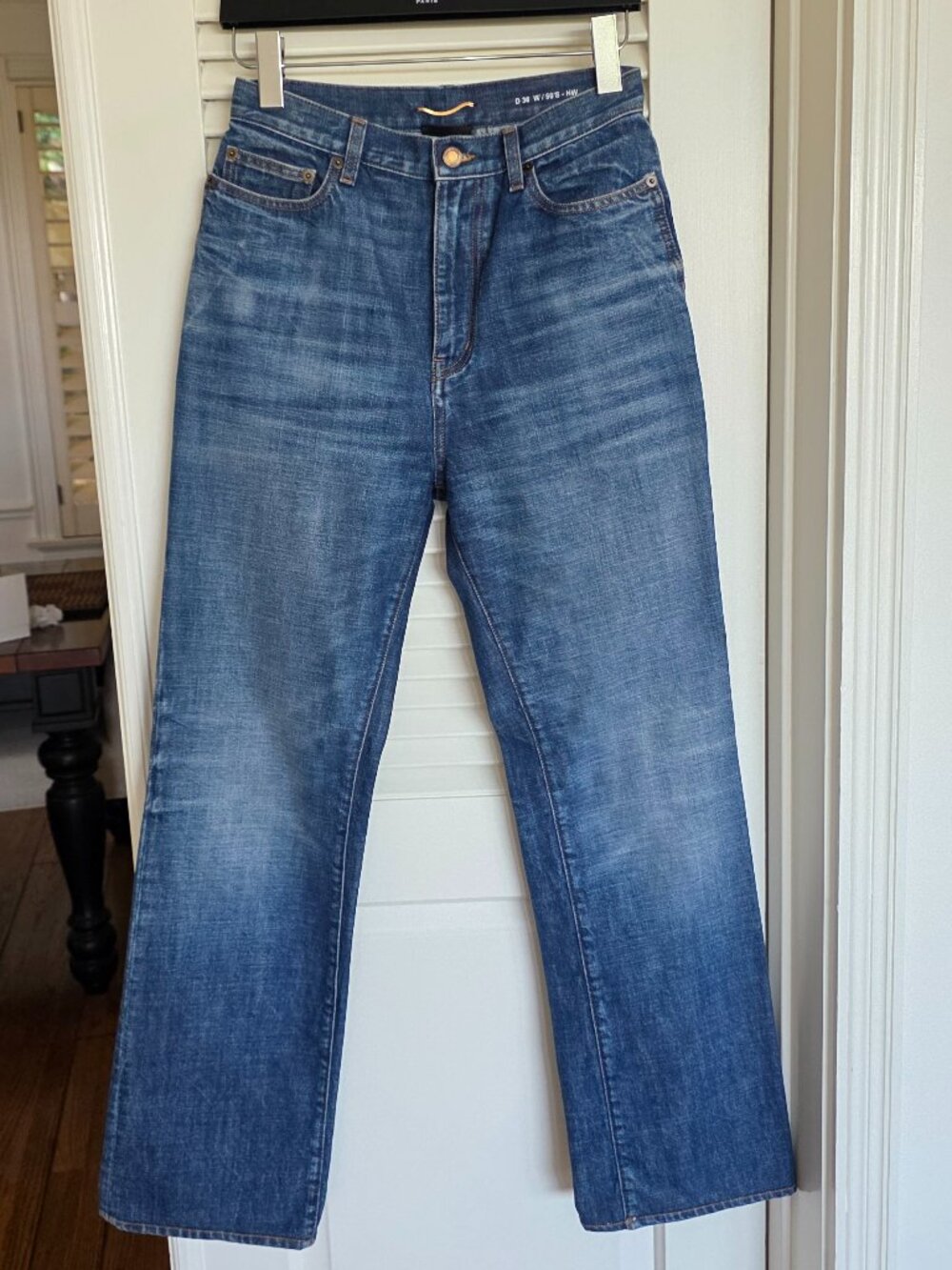 Saint Laurent 90's High Waist Denim Straight Leg Blue Jeans Size 28